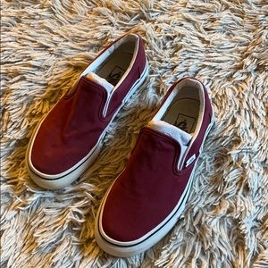 burgundy slip on vans